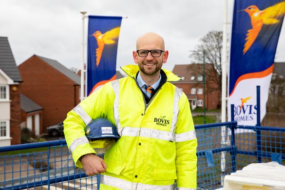 Site manager Ben Young at Bovis Homes' Bowbrook Meadows location in Shrewsbury Site manager Ben Young at Bovis Homes' Bowbrook Meadows location in Shrewsbury