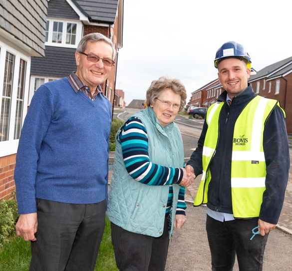 Isabel and Michael Dilley outside their Bovis Homes property at Millwood Meadows in Redditch