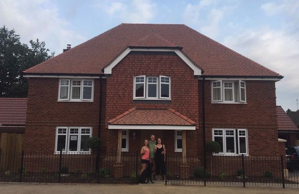 Paul and Cheryl in front of their new home with Cheryl’s daughter Claire and Digby the dog Paul and Cheryl in front of their new home with Cheryl’s daughter Claire and Digby the dog