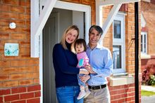 Susan Alder and Alvaro Hernaez, pictured with daughter Ariadna, outside their new Prospect home in Longridge