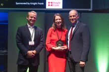 Martina Lees of The Times, Property Journalist of the Year 2021. L-R: Liam Bailey, Knight Frank; Martina Lees, The Times, and Phil Spencer, Property Press Awards Host.