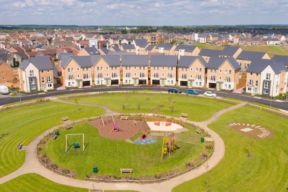 An aerial shot of Barratt Homes' development Brooklands An aerial shot of Barratt Homes' development Brooklands