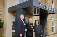 Simon Crewe, Director at Adlington Retirement Living, the Lord Mayor of Bradford, Councillor Gerry Barker and Aimee Clayton, Operations Manager of Adlington Management Services