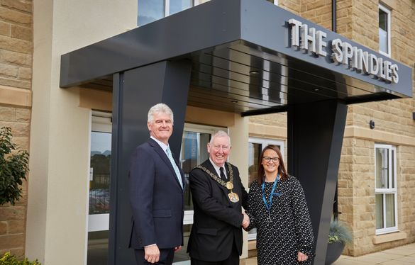 Simon Crewe, Director at Adlington Retirement Living, the Lord Mayor of Bradford, Councillor Gerry Barker and Aimee Clayton, Operations Manager of Adlington Management Services Simon Crewe, Director at Adlington Retirement Living, the Lord Mayor of Bradford, Councillor Gerry Barker and Aimee Clayton, Operations Manager of Adlington Management Services