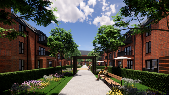 Artist impression of landscaped entrance of the proposed Adlington Retirement Living community in Knighton, Leicester Artist impression of landscaped entrance of the proposed Adlington Retirement Living community in Knighton, Leicester
