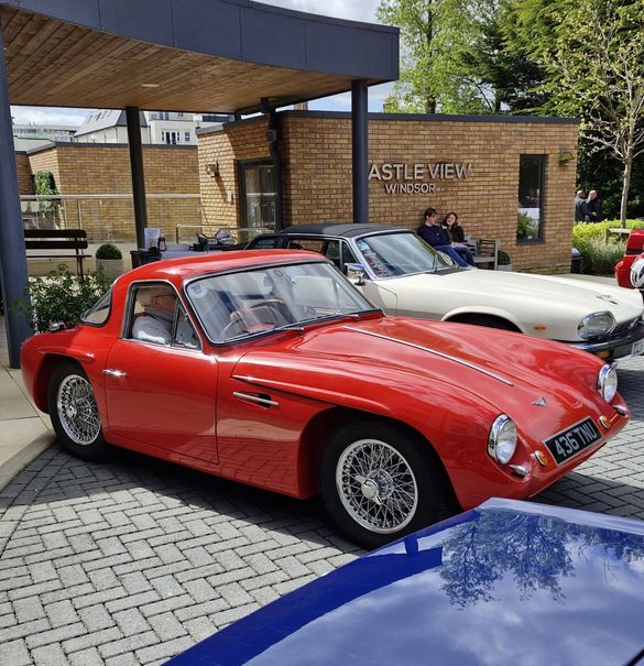 A 1961 TVR Grantura Mk2 and a Jaguar XJS convertible at Castle View, Windsor A 1961 TVR Grantura Mk2 and a Jaguar XJS convertible at Castle View, Windsor