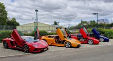 Four Lambos, an Aventador S and three Murcielago at Castle View, Windsor