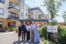 (Left to right): Laura Fisher, PX & sales manager, Retirement Homesearch, Karl Hallows, CEO, LMS Retirement Living, Kalise Bucknell, property consultant, Retirement Homesearch, Kevin Rose, general manager and Nicky King, later life advisor, Castle View Re