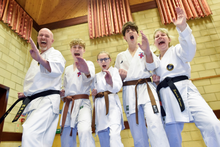 A group shot of some of the students at Driffield Karate Academy, with founder Karen Turner (Right)