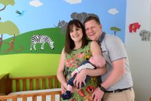 The Millen family, outside their new home at the Sapcote Lea development.