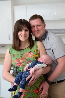 The Millen family, outside their new home at the Sapcote Lea development.