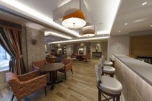 The communal cafe and bar facilities