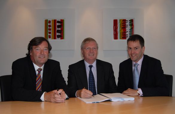 Pictured at the announcement of McInerney Holdings plc acquisition of UK based Bowey Homes Holdings Ltd is (l-r) Barry O'Connor,