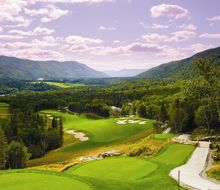 Looking down from the 10th tee at The River Course, Humber Valley Resort, Newfoundland, Canada