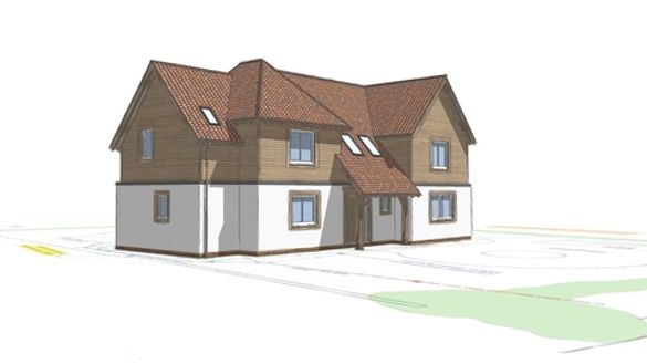 Drawing of UK’s first Oak-Framed Passive House – due to be completed in November 2016