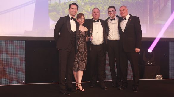 Left to right – Comedian Jimmy Carr, Belvoir marketing director Kiara Simmance, Stephen Watson, MD Agency Express, Sam Martin Belvoir marketing manager, Grant Leonard, MD Negotiator magazine