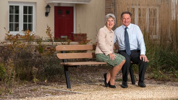 Chriss and John Withecombe outside their Bovis Homes property at Water's Edge, Fremington 